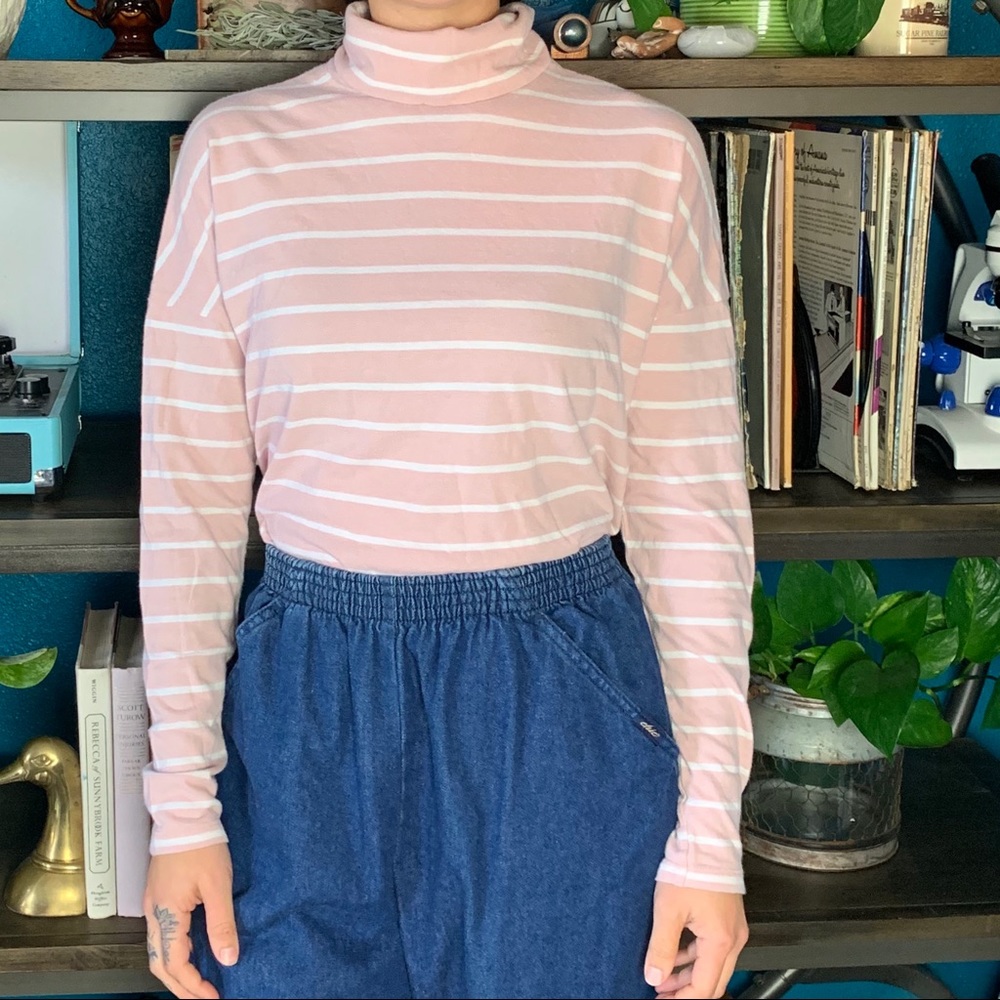 Abercrombie and Fitch pink stripe turtleneck